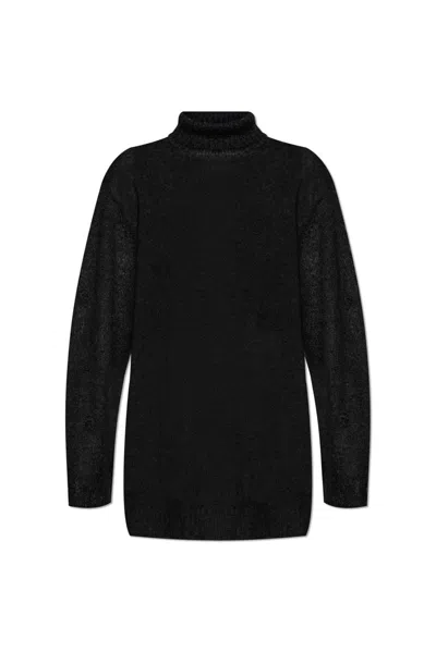 Yohji Yamamoto Loose Fitting Distressed Turtleneck Jumper In Black