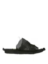 Yohji Yamamoto Low Sandals In Black Leather And Mesh In Black