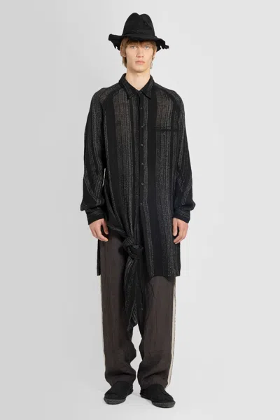 Yohji Yamamoto Stiped Knot-detail Shirt In Black