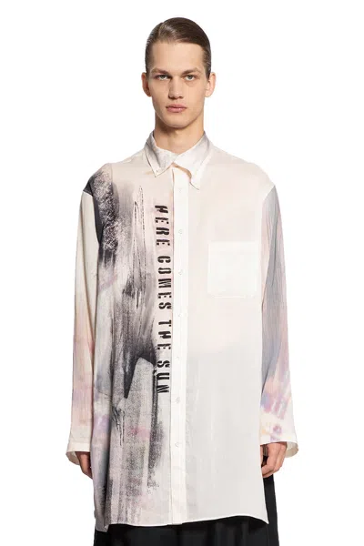 Yohji Yamamoto Man White Shirts In Beige