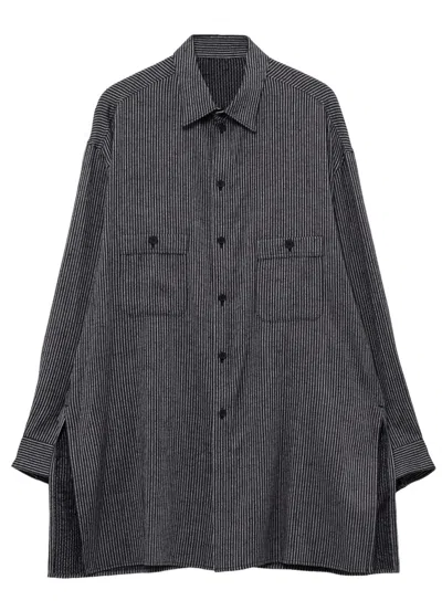 Yohji Yamamoto Melange Stripe Blouse In Black