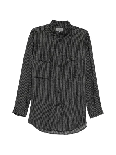 Yohji Yamamoto Melange Striped Shirt In Blue