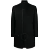 Yohji Yamamoto Off-centre Wool Coat In Black