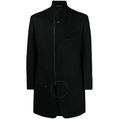 Yohji Yamamoto Off-centre Wool Coat In Black