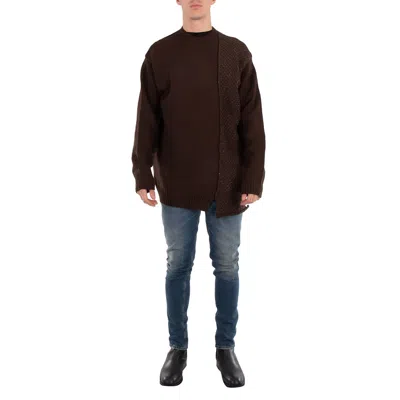 Yohji Yamamoto Men's Brown Round Neck Knit Sweater, Brand Size 3 (large)