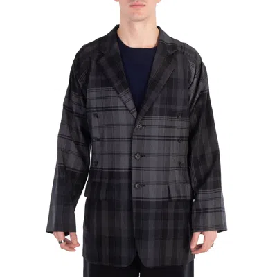 Yohji Yamamoto Men's Check Box Raglan Sleeve Jacket