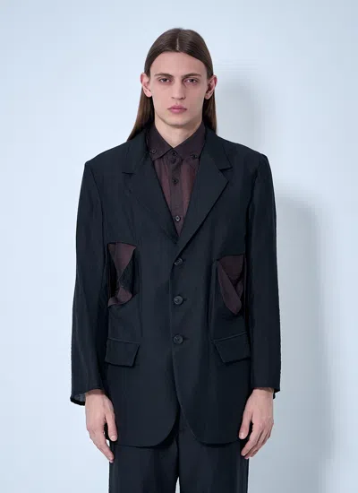 Yohji Yamamoto Men Cut-off Single-breasted Blazer In Blue