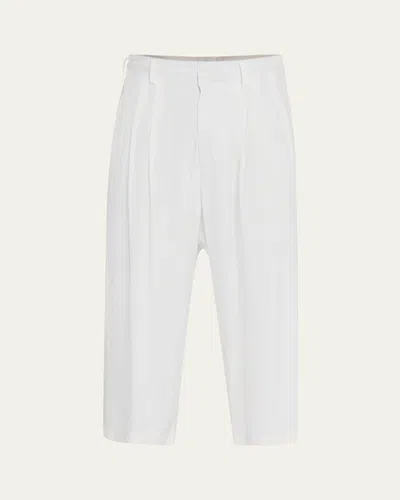 YOHJI YAMAMOTO MEN'S MULTI-PLEAT SILK-BLEND PANTS