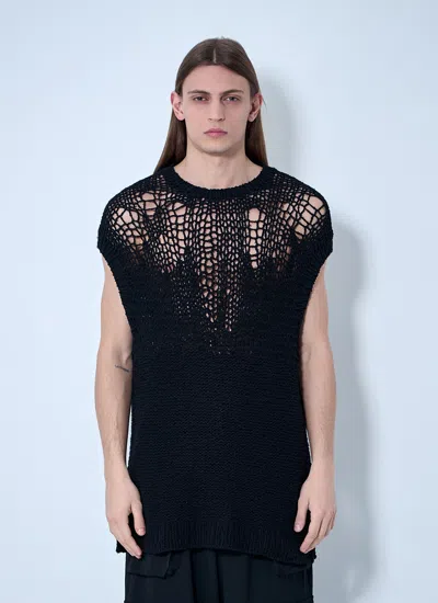 Yohji Yamamoto Openwork Knit Vest In Black