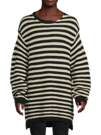 Yohji Yamamoto Men's Striped Wool-blend Longline Sweatshirt In Multi