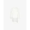 Yohji Yamamoto Mens Off White Asymmetric Double-layer-collar Patch-pocket Woven Shirt In Off White