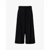 Yohji Yamamoto Tailored Cropped Trousers Elastic Waistband In Black