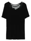 Yohji Yamamoto Mesh-detailed T-shirt In Black