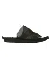 Yohji Yamamoto Low Sandals In Black Leather And Mesh In Black
