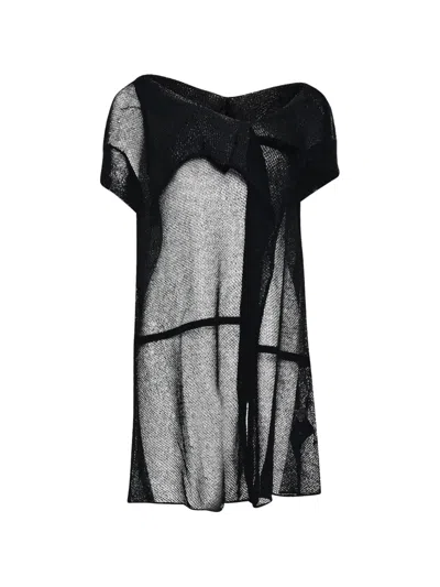 Yohji Yamamoto Mesh-knit Asymmetric-collar T-shirt In Black