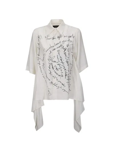 Yohji Yamamoto Message Handwritten-print Shirt In White