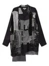 YOHJI YAMAMOTO MESSAGE-PRINT SWITCHING-HEM SHIRT