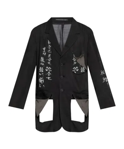 Yohji Yamamoto Message Printed Jacket In Black
