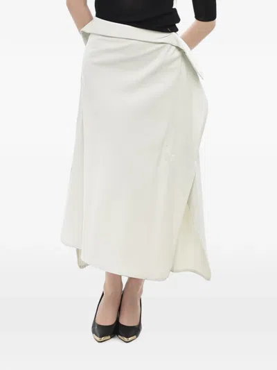 Yohji Yamamoto Midi Asymmetric Jersey Skirt In Neutral