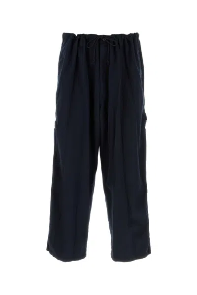 YOHJI YAMAMOTO PANTALONE IN COTONE BLU NOTTE  UOMO