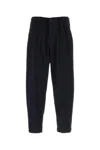 Yohji Yamamoto Straight Leg Denim Trousers With Pockets And Loops In Blue