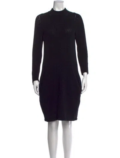 Pre-owned Yohji Yamamoto Mock Neck Knee-length Dress In Black