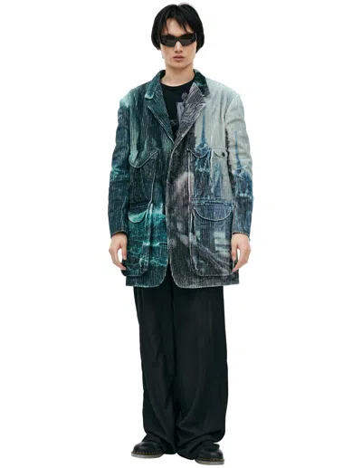 Yohji Yamamoto Monoprint Corduroy Blazer In Green