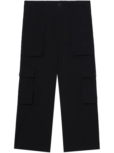 Yohji Yamamoto Multi-pocket Wool Trousers In Black