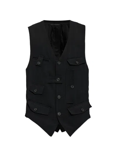 Yohji Yamamoto Multi-pocket Wool Vest In Black