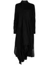 Yohji Yamamoto Muslin Draped Midi Dress In Schwarz