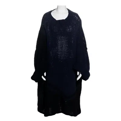 Pre-owned Yohji Yamamoto Navy And Black Knitted Wool Oversized Sweater, Fw 1984 In Blue