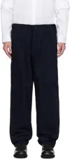 Yohji Yamamoto Navy Bs Katsuragi Hem Zip Painter Trousers In Multi