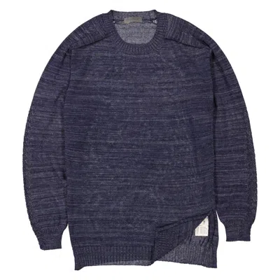 Yohji Yamamoto Navy Open Work Po Sweater In Blue