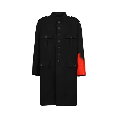 Pre-owned Yohji Yamamoto Needle Punched Flannel Red Military Jacket 'black/red' | Men's Size 3