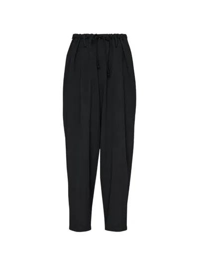 Yohji Yamamoto New Standard Drawstring-waist Trousers In Black