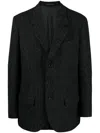 Yohji Yamamoto Notched-lapels Contrasting-trim Blazer In Grey