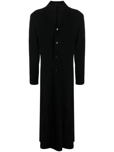 Yohji Yamamoto Notched-lapels Single-breasted Coat In Black