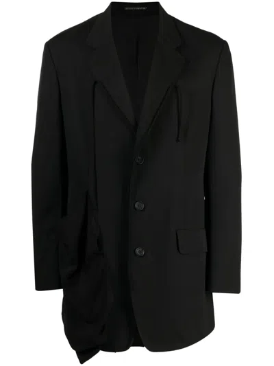 Yohji Yamamoto Notched-lapels Wool Blazer In Black