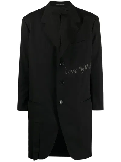 Yohji Yamamoto Mantel Mit Fallendem Revers In Black