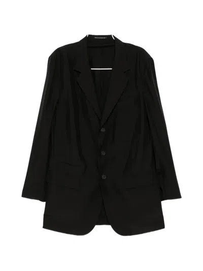 Yohji Yamamoto Notched-lapel Long-sleeve Jacket In Black
