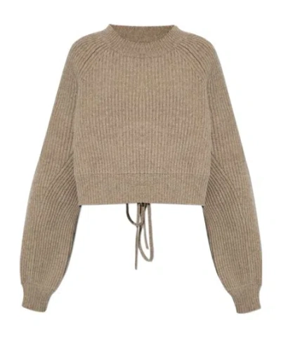 YOHJI YAMAMOTO YOHJI YAMAMOTO BACKLESS CREWNECK CROPPED JUMPER
