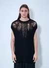 Yohji Yamamoto Openwork Knit Vest In Black