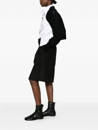 Yohji Yamamoto Open-knit Cropped Cardigan In Black