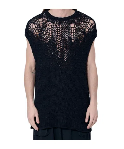 Yohji Yamamoto Openwork Knit Vest In Black