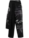Yohji Yamamoto Straight-leg-hose Im Layering-look In Black