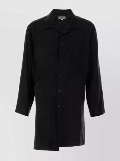 Yohji Yamamoto Loan Back Panelled Slit Shirt In Black