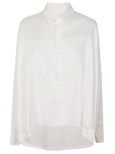 YOHJI YAMAMOTO YOHJI YAMAMOTO OVERSIZED DOUBLE FRONT WHITE SHIRT WITH CLASSIC COLLAR
