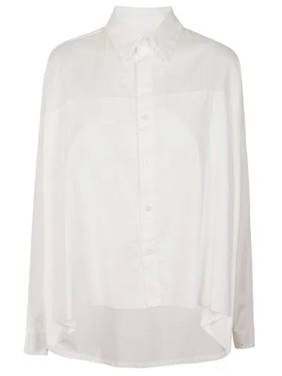 YOHJI YAMAMOTO OVERSIZED DOUBLE FRONT WHITE SHIRT WITH CLASSIC COLLAR