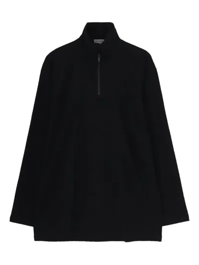 Yohji Yamamoto Padded-collar Half-zip Sweater In Black