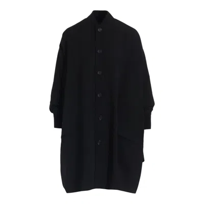 Yohji Yamamoto Padded Drape Coat In Blue